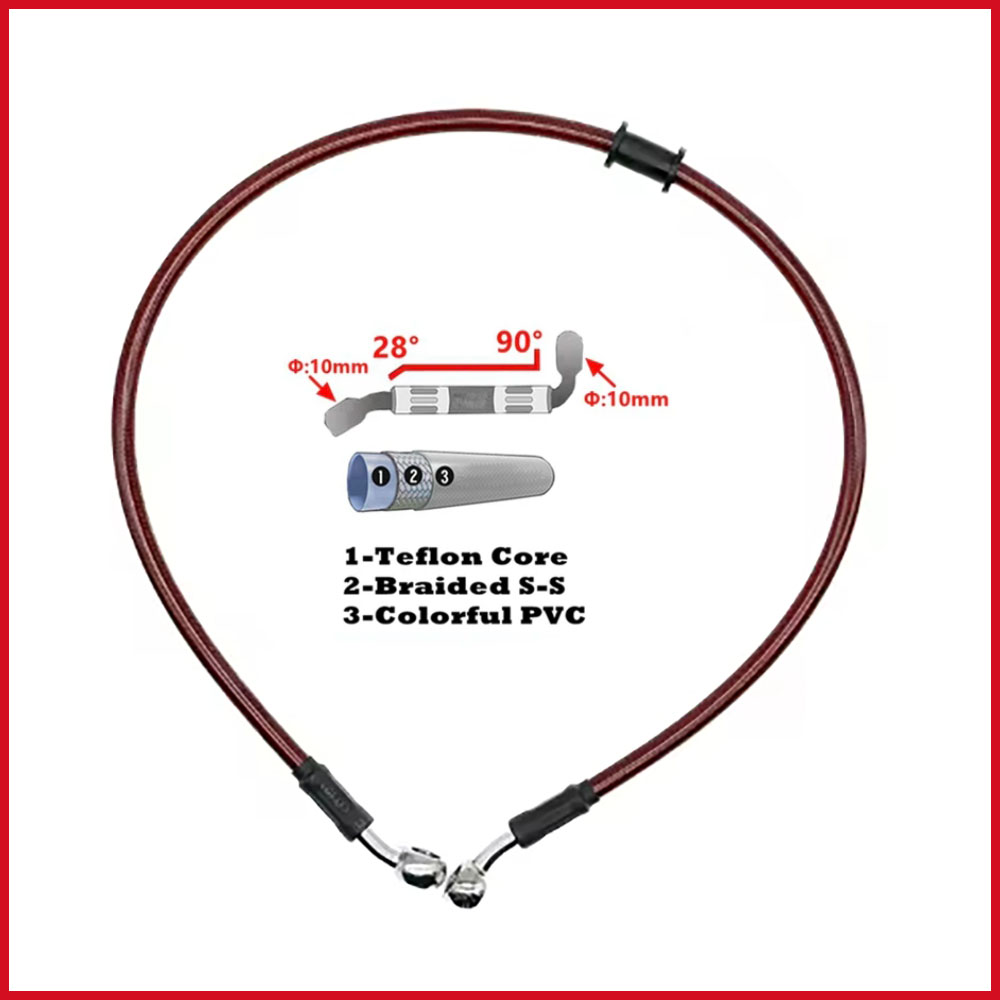 Motorcycle Brake Cable - 28-90 Derece 10mm Banjo 300mm 1500mm